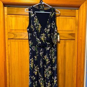 Ralph Lauren Navy Floral Dress, calf length